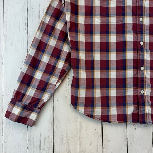 Fossil 54 Plaid Western Pearl Snap Long Sleeve Button Down Shirt Size Large - Picture 3 of 12